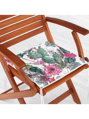 RealHomes Mint Yeşili Çöl Bitkisi Modern Fermuarlı Sandalye Minderi
