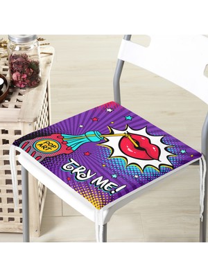 RealHomes Try Me Pop Art Özel Tasarımlı Dijital Baskılı Modern Fermuarlı Sandalye Minderi