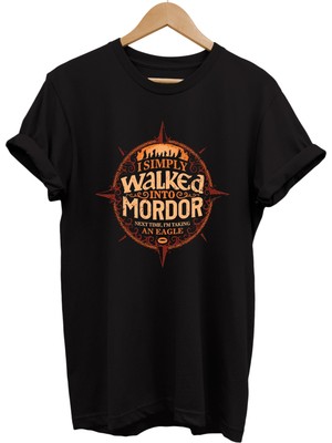 Remonz Lotr Yüzüklerin Efendisi Mordor'a Yürüdüm Baskılı %100 Pamuk Oversize T-Shirt