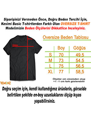 Remonz Lotr Yüzüklerin Efendisi Mordor'a Yürüdüm Baskılı %100 Pamuk Oversize T-Shirt