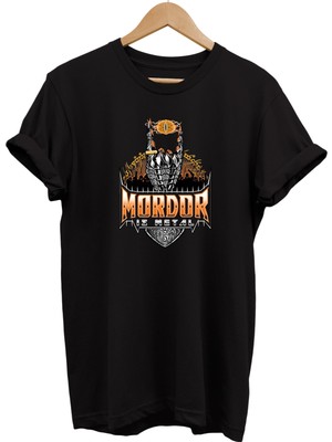 Remonz Lotr Yüzüklerin Efendisi Mordor Is Metal Baskılı %100 Pamuk Oversize T-Shirt