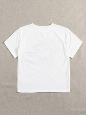 VBS Vibes Vbsvibes Kadın Beyaz Oversize 90's Baskılı T-Shirt VBS-90BASKI