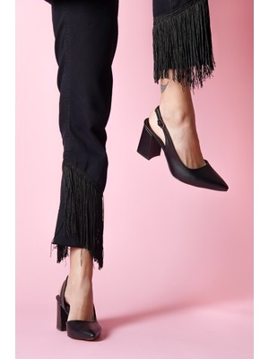 Divolya Sahra Siyah Topuklu Günlük Kullanım Ayakkabı