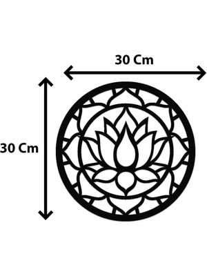 Gibella Yuvarlak Mandala Lotus Çiçeği Siyah Lazer Kesim Duvar Dekorasyon Ürünü