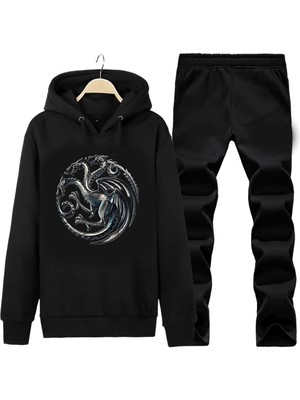 Art T-Shirt Targaryen Dragons Kapüşonlu Desıgn Eşofman Takımı