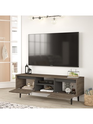 Yurudesign Aristo Tv Ünitesi Tv Sehpası Kapaklı 140 cm Kahve-Antrasit Ar1-Ca