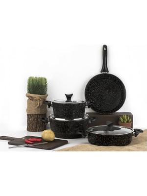 Taç Mastercook 7 Parça Tencere Seti Siyah