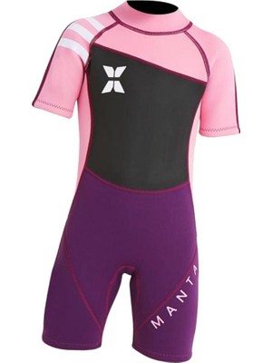 Kızlar Erkek Kısa Kollu Wetsuit Shorty Uv Güneş Koruma Tulum L