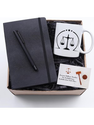 Vega Gift Shop Avukatlara Özel Baskılı Kupa & Siyah Defter & Siyah Roller Kalem Hediye Seti