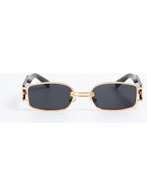 Kapin Retro Minimal Güneş Gözlüğü - Gold Siyah