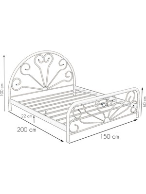 Metalia Gm 300 Baby Beyaz Çift Kişilik Metal Karyola 150X200