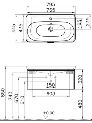 Vitra Nest Trendy Lavabo Dolabı 80 cm Tek Çekmeceli Parlak Beyaz 56438