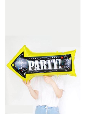 Pekshop Party Yazılı Ok Şeklinde Parti Balonu Doğum Günü Parti Balonu