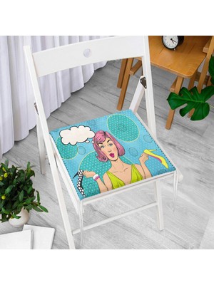 RealHomes Pop Art Dijital Baskılı Fermuarlı Sandalye Minderi