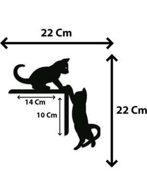 Gibella Sağ Köşe Süsü Sevimli Kediler Siyah Lazer Kesim