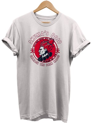 Remonz Street Fighter Akuma Dojo Baskılı &100 Pamuk Oversize T-Shirt Büyük Beden Tişört
