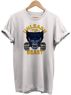 Remonz X-Men Beast Gym Baskılı %100 Pamuk Oversize T-Shirt Büyük Beden Tişört