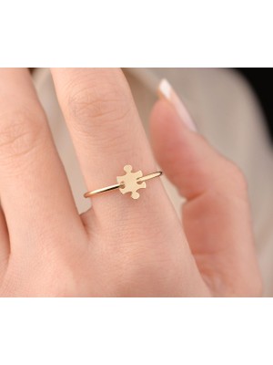 Onseva Kuyumculuk Puzzle Yüzük, 14 Ayar Altın Kadın Yüzüğü, Minimal Yüzük, Puzzle Parçası