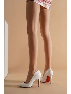 Moda Radikal Tokyo Beyaz Cilt Kadın Topuklu Ayakkabı Stiletto