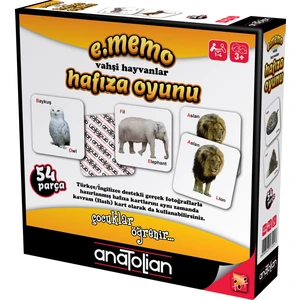 e.Memo Hafıza Oyunu - Vahşi Hayvanlar (54 Parça) 7404