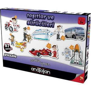 Eğitici 87 Parçalık Puzzle / Taşıtlar ve Sürücüleri - Kod 7463