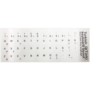 Türkçe Klavye Sticker Beyaz Renk Notebook ve Pc Uyumlu
