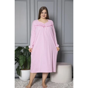 Mevsimlik Uzun Kol Pamuklu Penye Büyük Beden Anne Gecelik 180