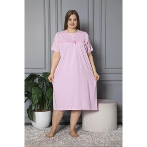 Kısa Kol Pamuklu Penye Büyük Beden Anne Geceliği 520