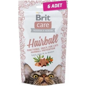Brit Care 6 Adet - Brit Care Cat Snack Hairball Tüy Yumagı Engelleyici Kedi Ödülü 50 gr