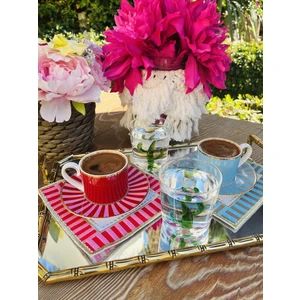 Ge Living Pembe & Mavi Kokteyl Peçete - 2 Adet Candy Serisi Kahve Fincanı Altlığı
