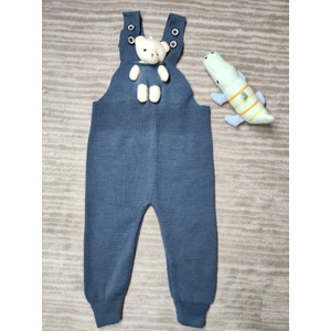 Meriç Bebe Ayarlanabilir Askılı Triko Salopet Erkek Çocuklar İçin Mavi Renk  Akrilik