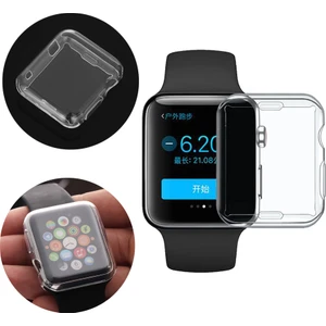 Apple Watch 1 2 3 4 5 6 Se Serisi ( 42MM ) 360 Tam Koruma Şeffaf Silikon Kılıf