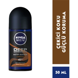 NIVEA Men Erkek Roll On Deodorant Deep Dimension Espresso 48 Saat Anti-perspirant Koruma 50ml; Çekici Koku