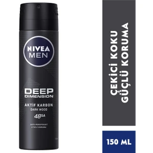 NIVEA Men Erkek Sprey Deodorant Deep Dimension 48 Saat Anti-perspirant Koruma 150ml,Erkeksi Koku