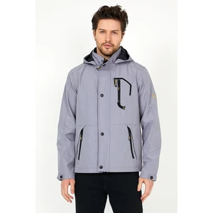 Erkek Gri Softshell Kapüşonlu İç Cepli Su ve Rüzgar Geçirmez Mevsimlik&yazlık Mont