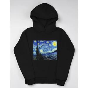 Yıldızlı Gece Baskılı Kapşonlu Oversize Hoodie Swetshirt Unisex