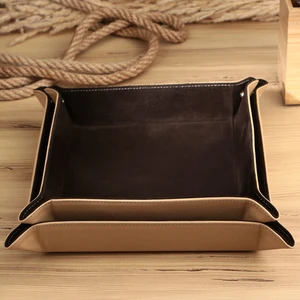 Gerçek Deri Vale Tepsi Set Valet Tray Saat Saklama Kutusu Çoklu Rolex Kutusu Ofis Düzenleyici Ofis Organizer  Watch Box Yatakbaşı Tepsisi