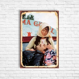 Yeşilçam Kadir İnanır Türkan Şoray Retro Ahşap Poster