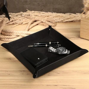 Gerçek Deri Vale Tepsi Set Valet Tray Saat Saklama Kutusu Çoklu Rolex Kutusu Ofis Düzenleyici Ofis Organizer  Watch Box Yatakbaşı Tepsisi
