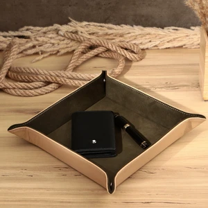 Gerçek Deri Vale Tepsi Set Valet Tray Saat Saklama Kutusu Çoklu Rolex Kutusu Ofis Düzenleyici Ofis Organizer  Watch Box Yatakbaşı Tepsisi