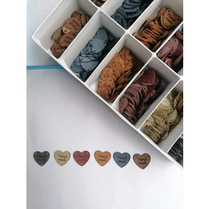 Sihirli Halka 100'lü Kalp Deri Örgü ve Hobi Handmade Etiketi (Karışık Renk)