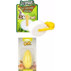 Jungle & Quik Kemirgen Yalama ve Kemirme Taşı Seti Kalsiyumlu Mısır Şekilli 100 gr Türkiye Malı