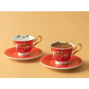 English Home Vanilla Porselen 2'li Kahve Fincan Takımı 90 ml Kırmızı