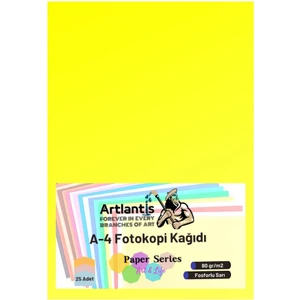 Renkli A-4 Fotokopi Kağıdı 25 Li 1 Paket Artlantis Fotokopi Renkli A4 Kağıdı Sarı