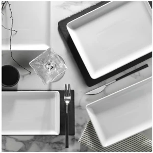 Kütahya Porselen Tan 18X13 cm Dikdörtgen Pasta-Sunum-Kahvaltı- Servis Tabağı 6 Lı
