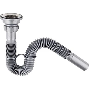 YT57 Gri Körüklü Lavabo Evye Gider Sifonu+Koku Önleyici Tapalı