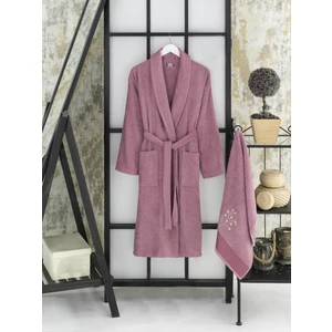 Şilay Home Şilay Havlulu Bornoz 2'li Set Mürdüm