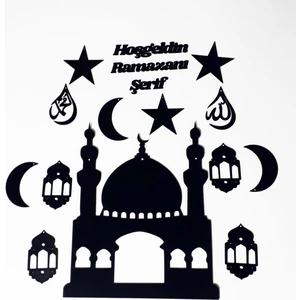 Ahşap Işıklı Ramazan Süsü Siyah