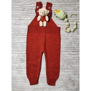 Meriç Bebe Oyuncak Ayı Detaylı Ayarlanabilir Askılı Triko Salopet