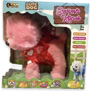 Can Oyuncak Pilli Sesli Tasmalı Yürüyen Sevimli Köpek Tasmalı Köpek Pembe
